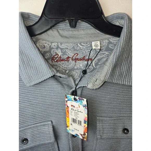 Robert Graham Brunner 2 Classic Fit Slate Blue Textured Long Sleeve 3XL - Picture 2 of 5